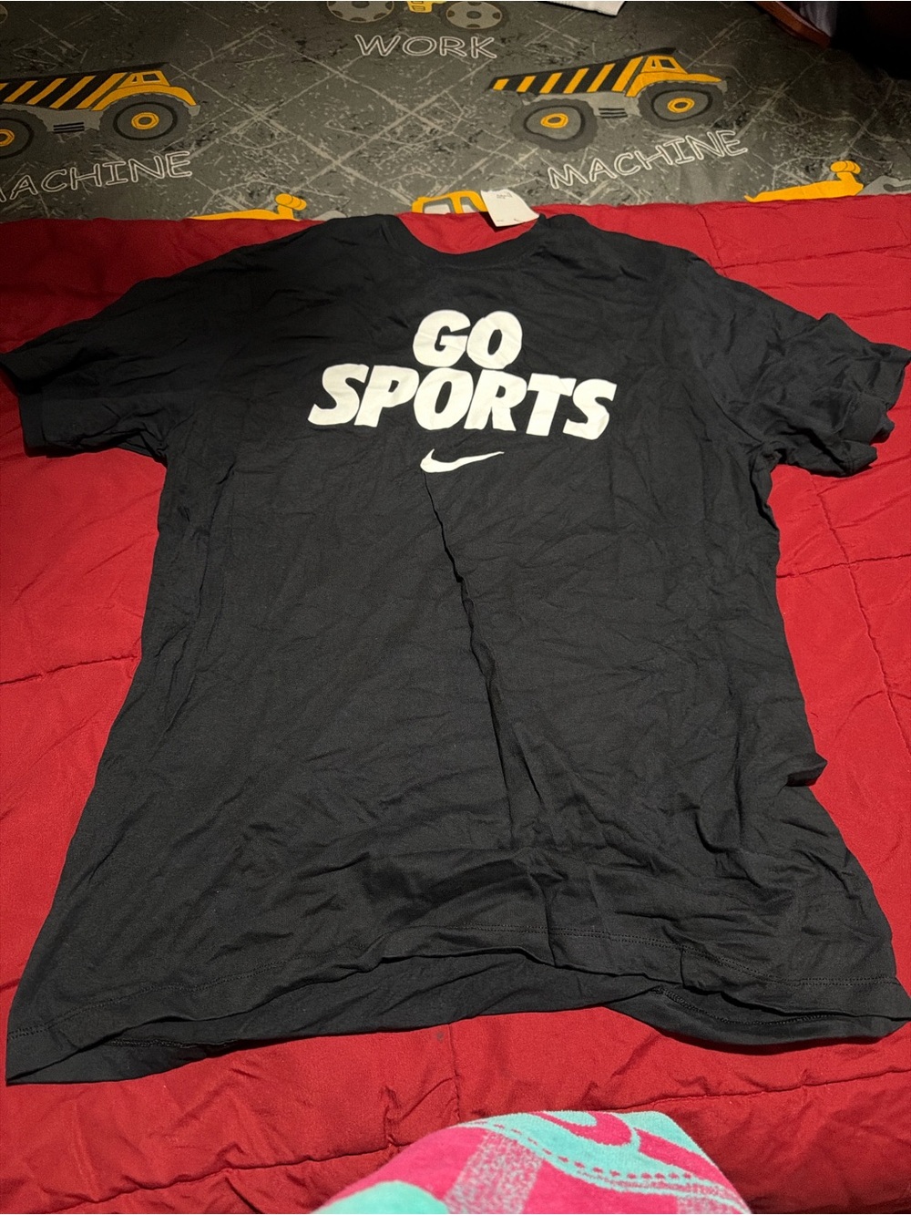 Nike Black 'GO SPORTS' Short Sleeve Tee with White Logo